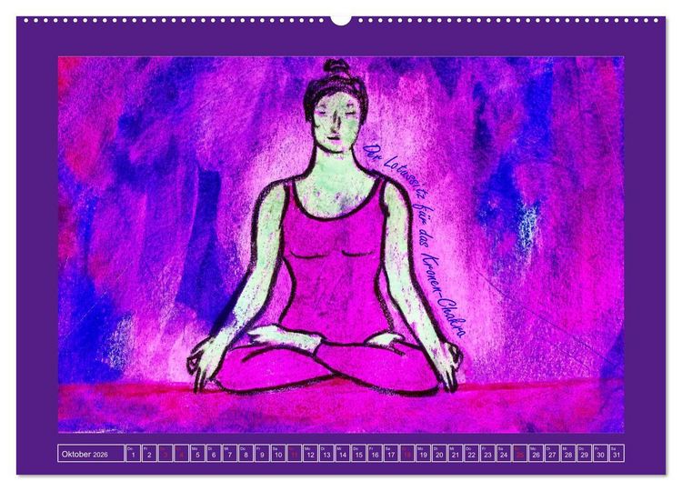 Produktbild: Farbige Yoga Kraftwelt - Yoga Asanas f&uuml;r die Chakren (hochwertiger Premium Wandkalender 2026 DIN A2 quer), Kunstdruck in Hochglanz