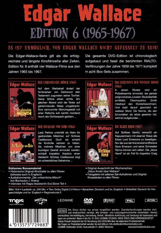 Produktbild: Edgar Wallace Edition 6 [4 DVDs]