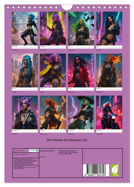 Produktbild: The Witches of Cyberpunk City (Wall Calendar 2026 DIN A4 portrait), CALVENDO 12 Month Wall Calendar