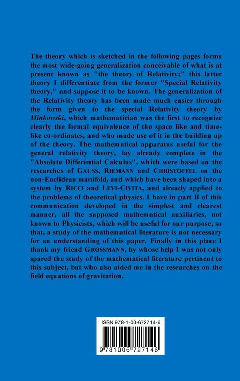 Produktbild: Mathematical Foundation of the General Theory of Relativity