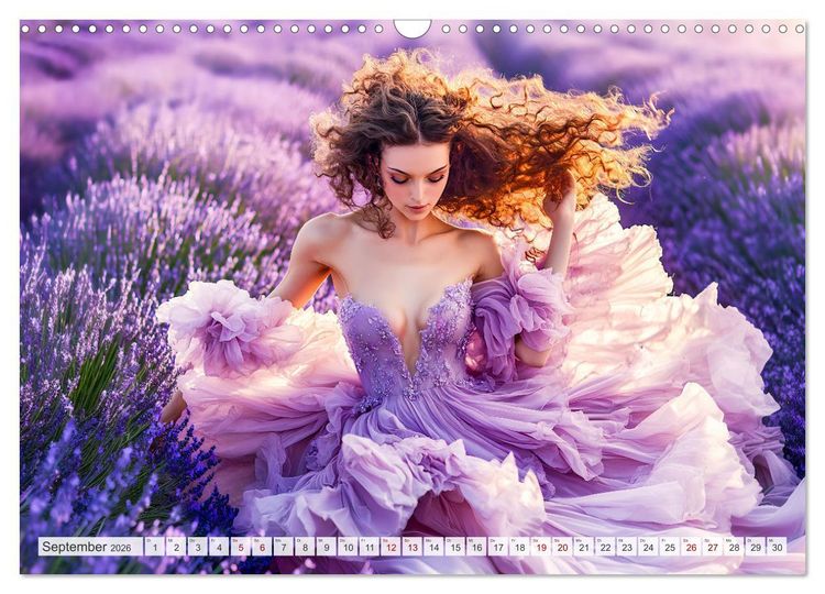 Produktbild: Bl&uuml;tenzauber im Feld - Frauen in farbenpr&auml;chtiger Landschaften (Wandkalender 2026 DIN A3 quer), CALVENDO Monatskalender