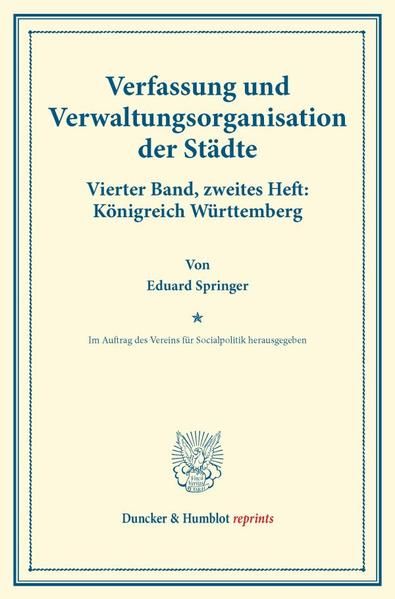 Produktbild: Verfassung und Verwaltungsorganisation der St&auml;dte.