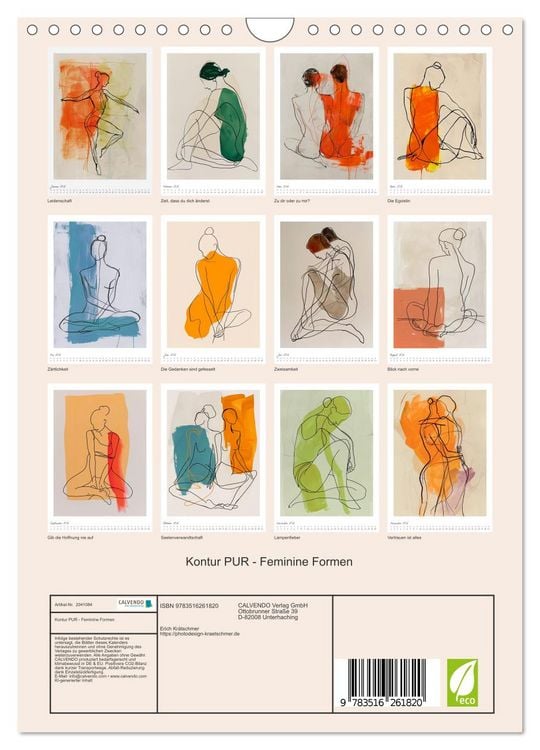 Produktbild: Kontur PUR - Feminine Formen (Wandkalender 2026 DIN A4 hoch), CALVENDO Monatskalender