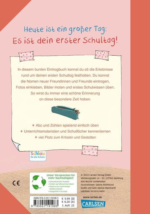Produktbild: Schlau für die Schule: Hurra! Dein erster Schultag (Mädchen)