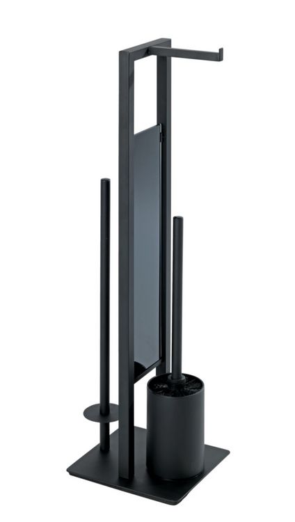 Produktbild: Stand WC-Garnitur Mod. Rivalta Schwarz matt, integrierter Toilettenpapierhalter und WC-B&uuml;rstenhalter