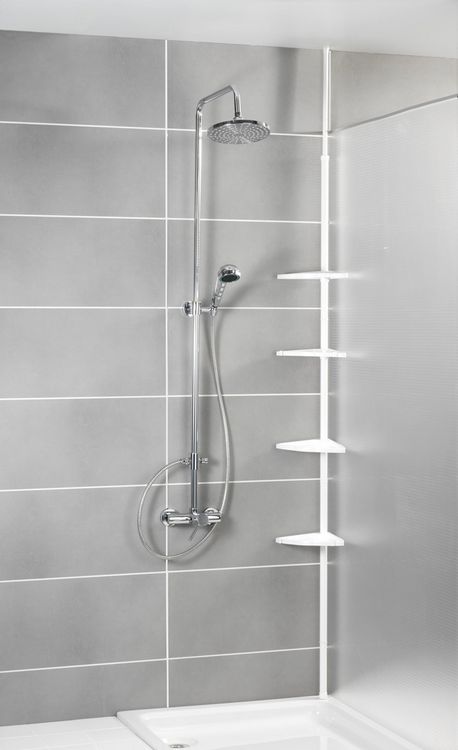 Produktbild: Teleskop Duschecke Compact Wei&szlig;, mit 4 Ablagen