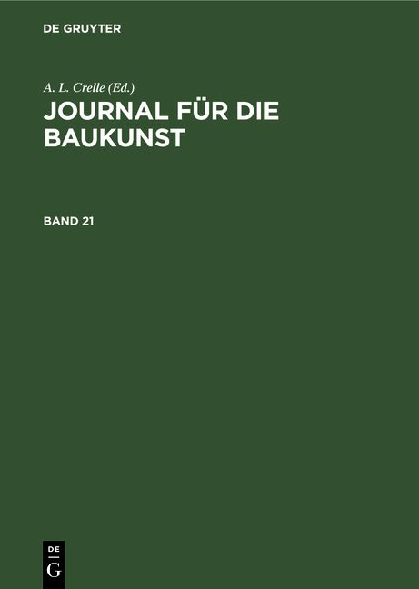 Produktbild: Journal f&uuml;r die Baukunst. Band 21