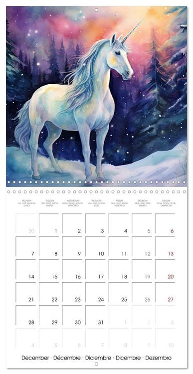 Produktbild: Licornes de conte de f&eacute;es (Calendrier mural carr&eacute; 2026 30x30 cm) Calendrier double avec une page pour vos prises de notes