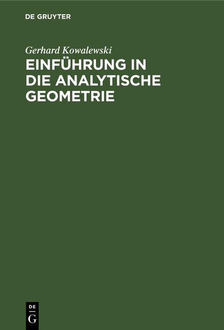 Produktbild: Einf&uuml;hrung in die analytische Geometrie