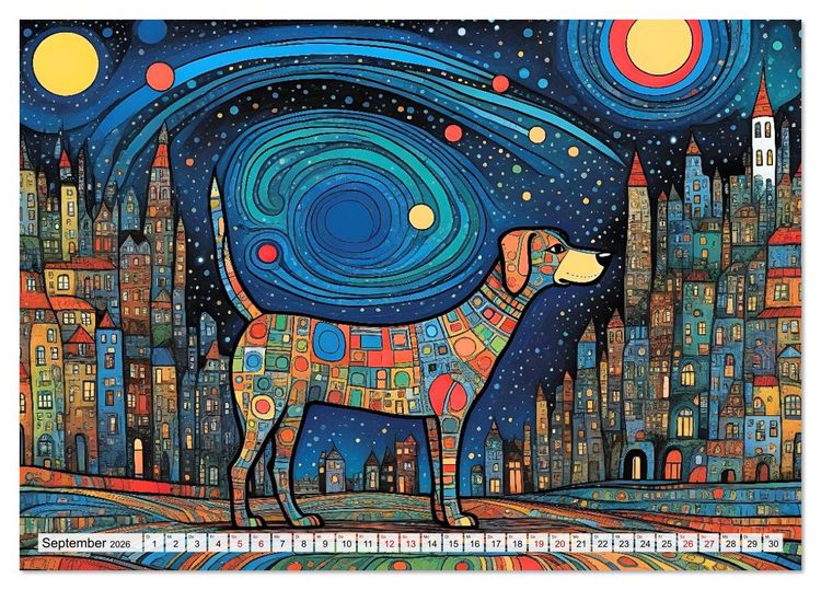 Produktbild: Bunte Hundebande (Tischkalender 2026 DIN A5 quer), CALVENDO Monatskalender