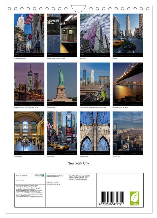 Produktbild: New York City (Wandkalender 2026 DIN A4 hoch), CALVENDO Monatskalender