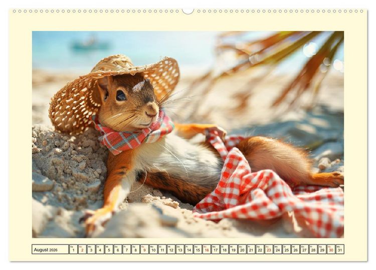 Produktbild: H&ouml;rnchen-Mode in der Natur. Niedliche Eichh&ouml;rnchen auf trendiger Mission (Wandkalender 2026 DIN A2 quer), CALVENDO Monatskalender