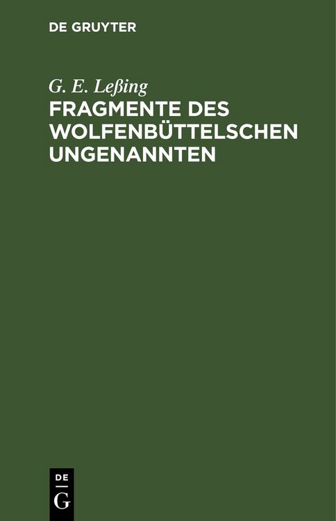 Produktbild: Fragmente des Wolfenb&uuml;ttelschen Ungenannten