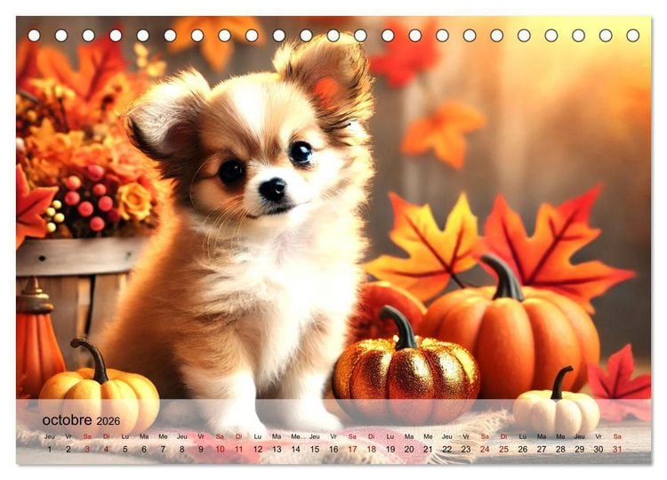 Produktbild: Chiots Chihuahua - Petits miracles (Calendrier de bureau 2026 DIN A5 vertical), CALVENDO calendrier mensuel
