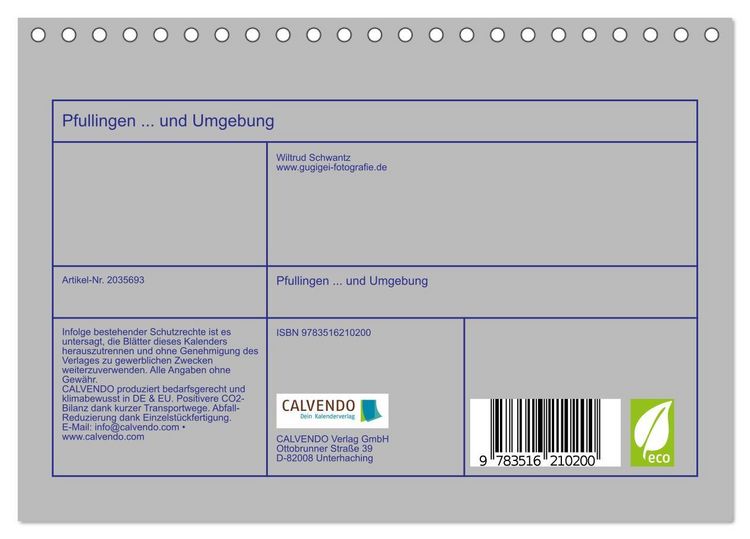 Produktbild: Pfullingen ... und Umgebung (Tischkalender 2026 DIN A5 quer), CALVENDO Monatskalender
