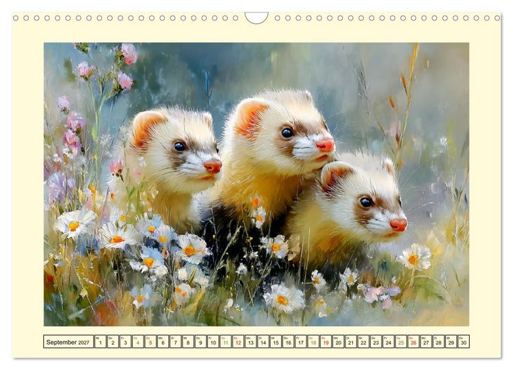 Produktbild: Frettchen. Kleine Wusel im Cottage-Garten (Wandkalender 2027 DIN A3 quer), CALVENDO Monatskalender