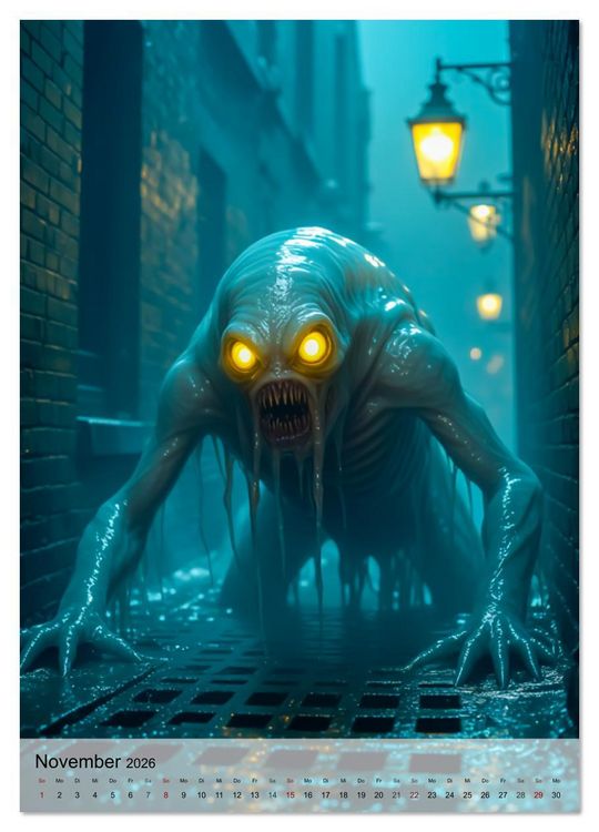 Produktbild: Kreaturen der Dunkelheit - Urbane Horror Mythen (Wandkalender 2026 DIN A4 hoch), CALVENDO Monatskalender