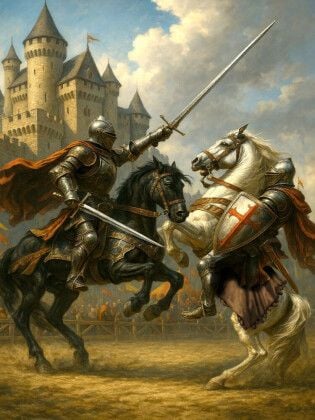 Produktbild: CALVENDO Puzzle Ritter im Turnierkampf | 1000 Teile Lege-Gr&ouml;&szlig;e 64x48cm Foto-Puzzle f&uuml;r gl&uuml;ckliche Stunden