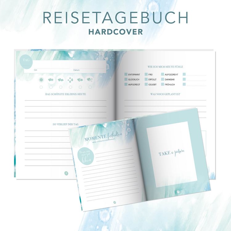 Produktbild: Reisetagebuch zum selber Schreiben inkl. Postkarten, Sammeltasche und herausnehmbaren Reiseplaner. Hardcover Urlaubstagebuch mit inspirierenden Zitaten zum Ausf&uuml;llen f&uuml;r bis zu 3 Wochen, inkl. Reisetipps. Stay Inspired! by Lisa Wirth