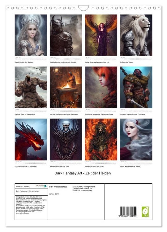 Produktbild: Dark Fantasy Art - Zeit der Helden (Wandkalender 2026 DIN A3 hoch), CALVENDO Monatskalender