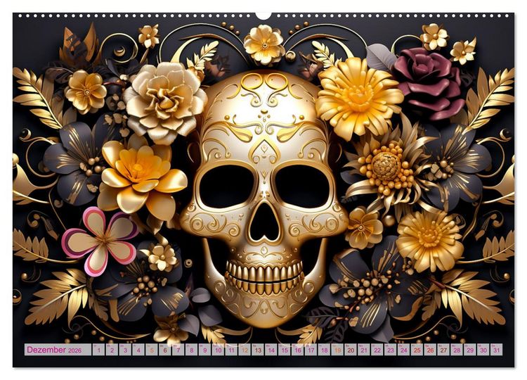 Produktbild: Skull Flower - Totenkopf ART (hochwertiger Premium Wandkalender 2026 DIN A2 quer), Kunstdruck in Hochglanz