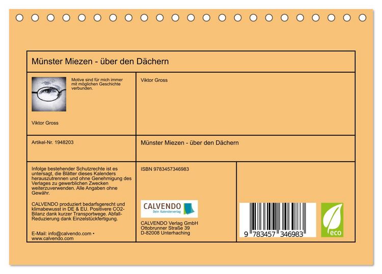Produktbild: M&uuml;nster Miezen - &uuml;ber den D&auml;chern (Tischkalender 2026 DIN A5 quer), CALVENDO Monatskalender