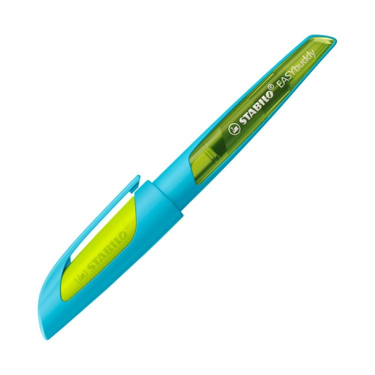 Produktbild: STABILO Schulf&uuml;ller Anf&auml;nger-Feder A - EASYbuddy FRESH EDITION hellblau/limette - blau (l&ouml;schbar) - Einzelstift inkl. Patrone