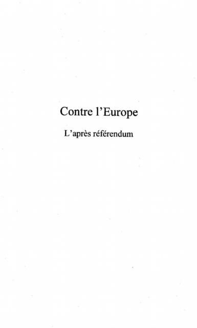 Produktbild: Contre l'europe