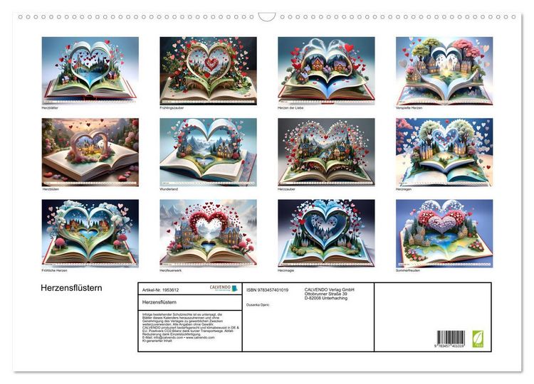 Produktbild: Herzensfl&uuml;stern (Wandkalender 2026 DIN A2 quer), CALVENDO Monatskalender