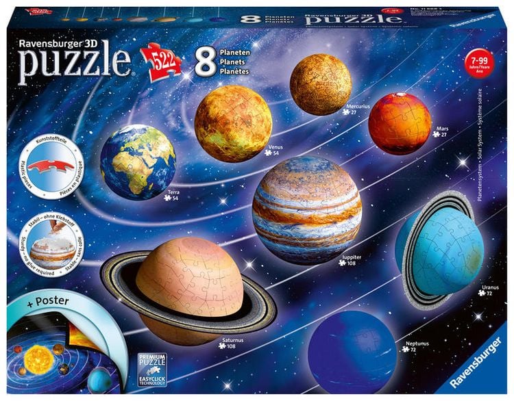 Produktbild: 3D Puzzle Ravensburger Planetensystem 522 Teile