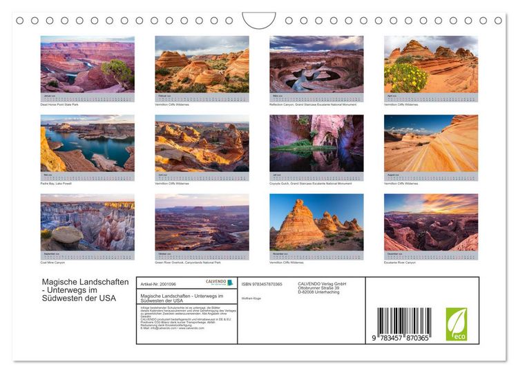 Produktbild: Magische Landschaften - Unterwegs im S&uuml;dwesten der USA (Wandkalender 2026 DIN A4 quer), CALVENDO Monatskalender