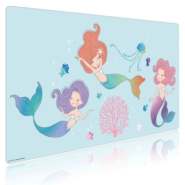 Produktbild: Cover-your-desk Schreibtischunterlage f&uuml;r Kinder Drei Meerjungfrauen, aus hochwertigem Vinyl , 74 x 40 cm