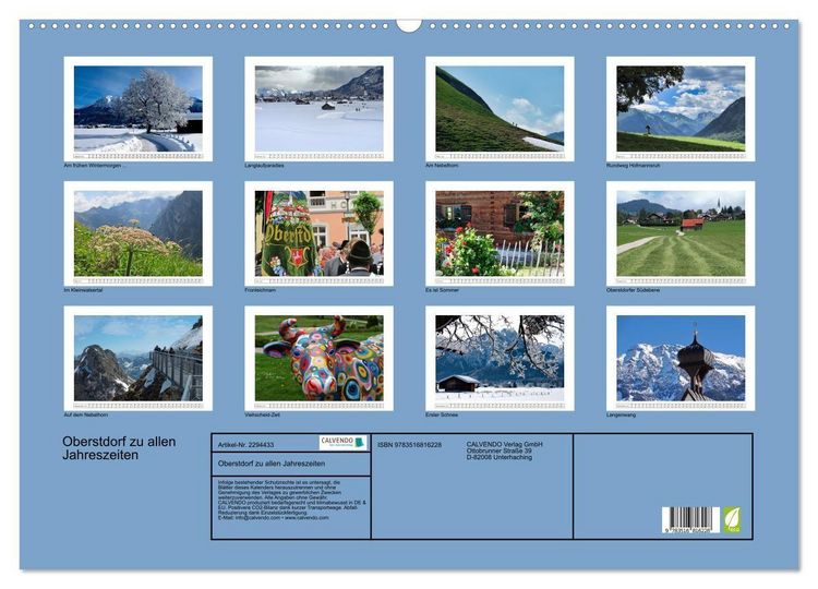 Produktbild: Oberstdorf zu allen Jahreszeiten (Wandkalender 2027 DIN A2 quer), CALVENDO Monatskalender
