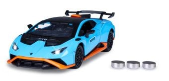 Produktbild: Lamborghini Hurac&aacute;n STO Diecast 1:32 blau inkl. Knopfzellen