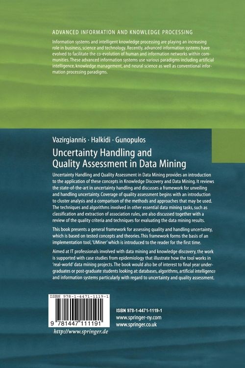 Produktbild: Uncertainty Handling and Quality Assessment in Data Mining
