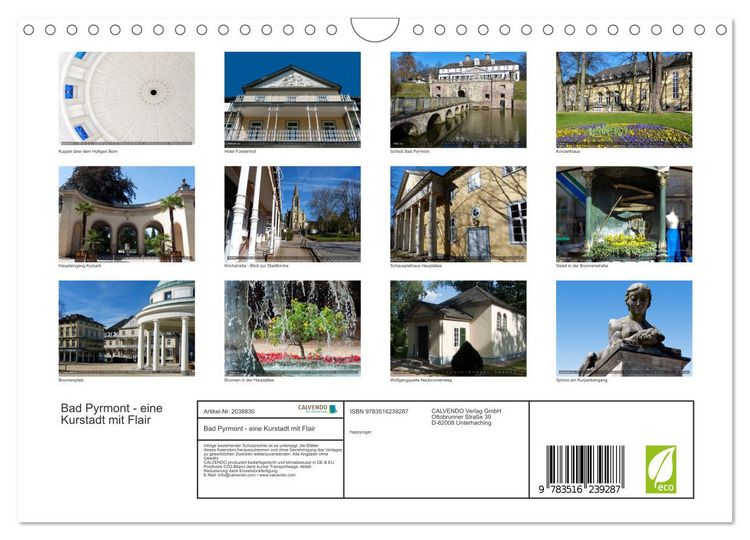 Produktbild: Bad Pyrmont - eine Kurstadt mit Flair (Wandkalender 2026 DIN A4 quer), CALVENDO Monatskalender