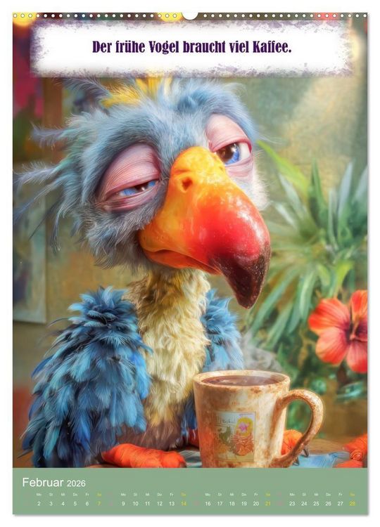 Produktbild: Kaffeezeit - Humor und Spr&uuml;che (Wandkalender 2026 DIN A2 hoch), CALVENDO Monatskalender