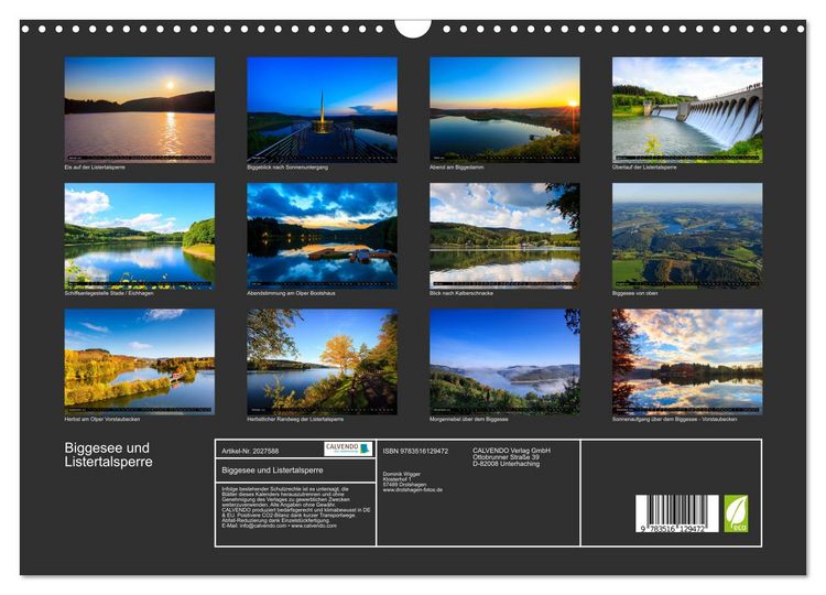 Produktbild: Biggesee und Listertalsperre (Wandkalender 2026 DIN A3 quer), CALVENDO Monatskalender