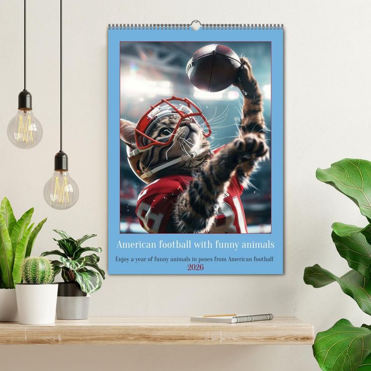 Produktbild: American football with funny animals (Wall Calendar 2026 DIN A2 portrait), CALVENDO 12 Month Wall Calendar