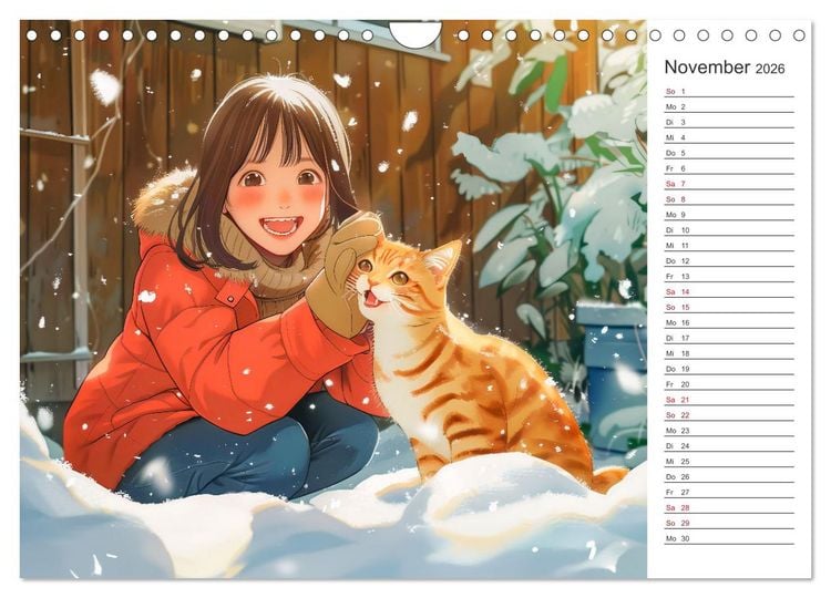 Produktbild: Anime-Freunde - Terminplaner mit niedlichen Tierfreundschaften (Wandkalender 2026 DIN A4 quer), CALVENDO Monatskalender
