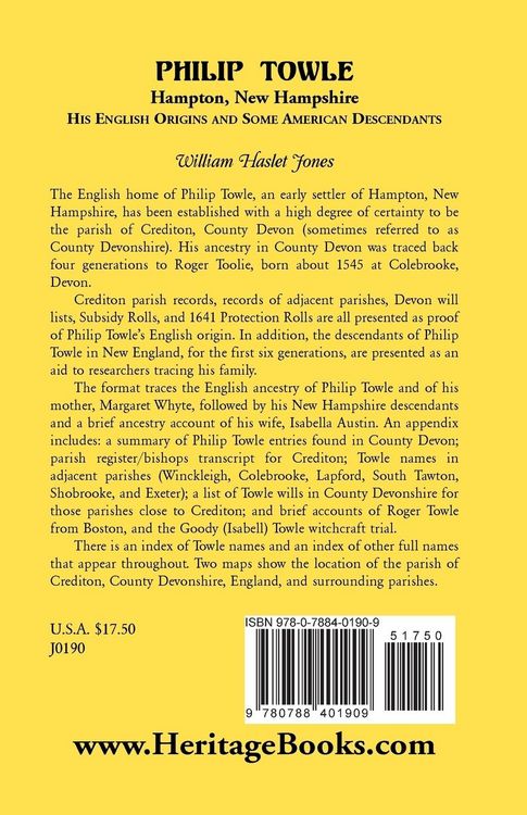 Produktbild: Philip Towle, Hampton, New Hampshirehis English Origins and Some American Descendants
