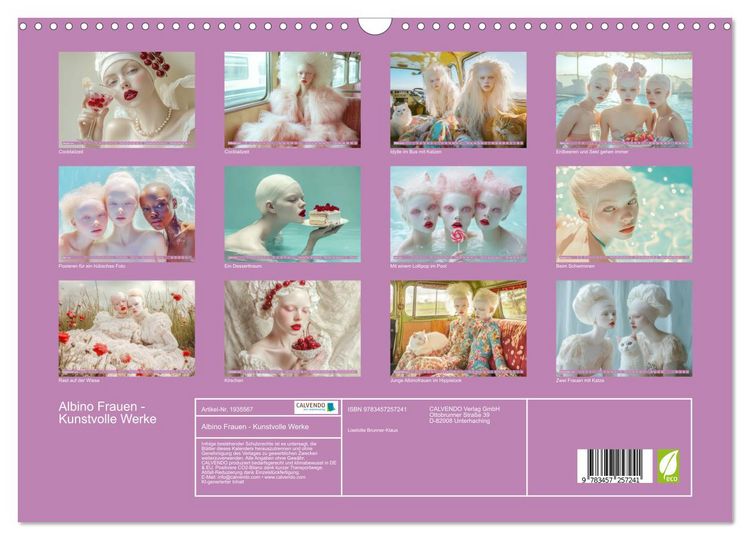 Produktbild: Albino Frauen - Kunstvolle Werke (Wandkalender 2026 DIN A3 quer), CALVENDO Monatskalender