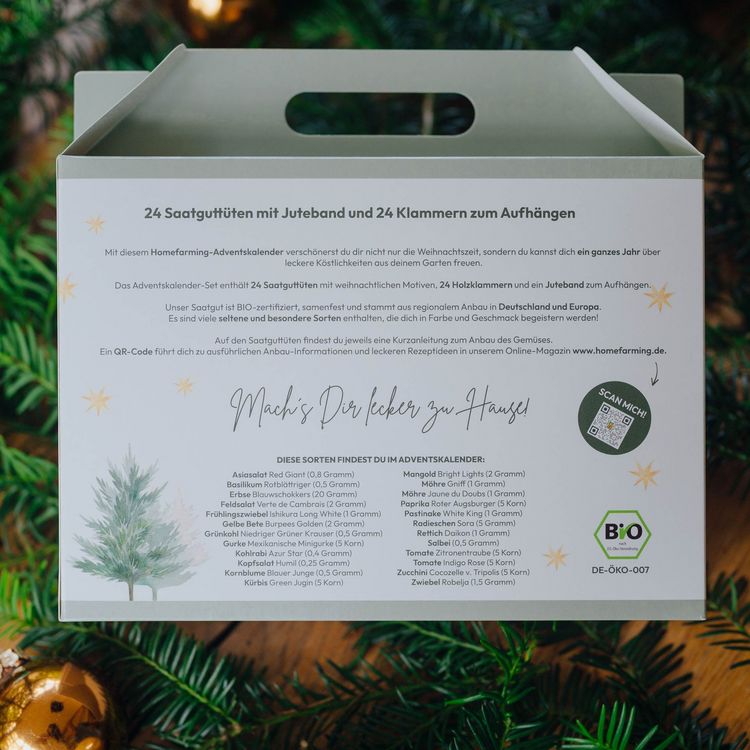 Produktbild: Bio-Saatgutbox Adventskalender im Weihnachtskoffer