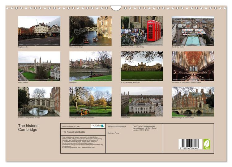 Produktbild: The historic Cambridge (Wall Calendar 2026 DIN A3 landscape), CALVENDO 12 Month Wall Calendar