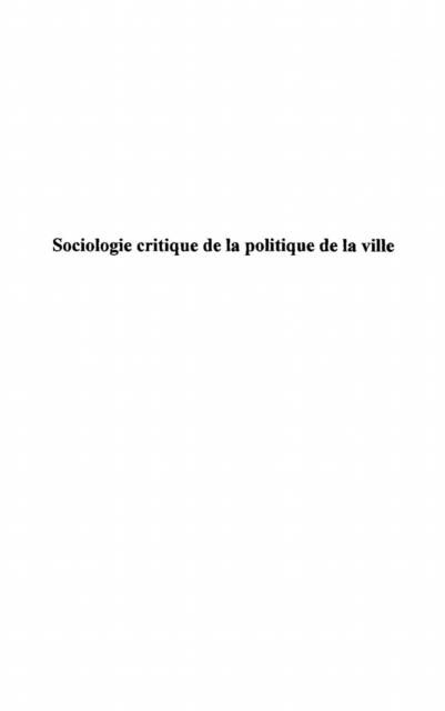 Produktbild: Sociologie critique de la politique de l