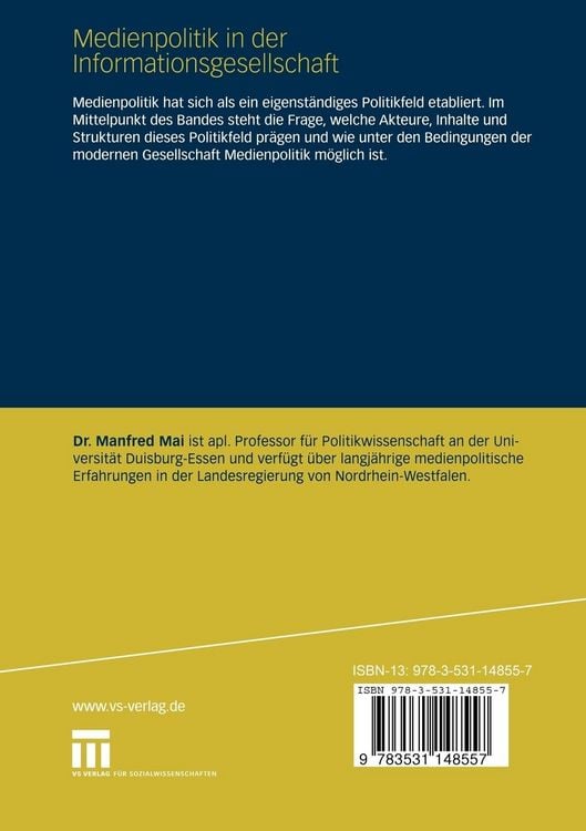 Produktbild: Medienpolitik in der Informationsgesellschaft