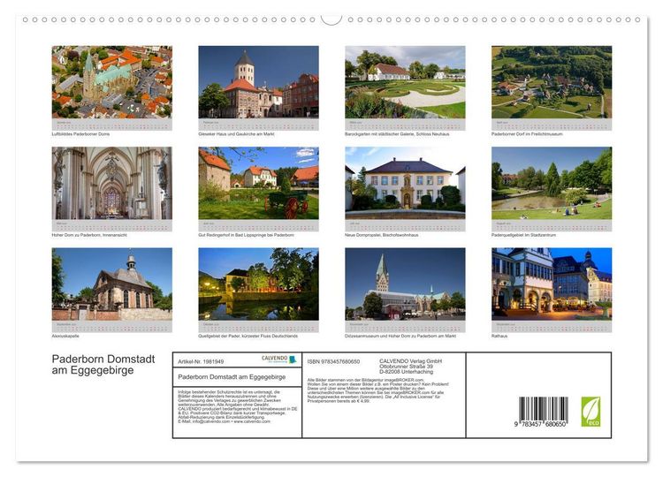 Produktbild: Paderborn Domstadt am Eggegebirge (hochwertiger Premium Wandkalender 2026 DIN A2 quer), Kunstdruck in Hochglanz