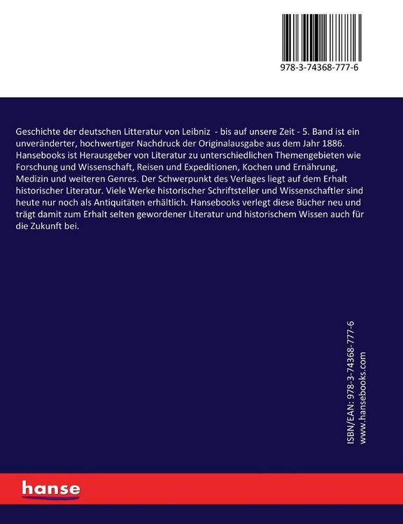 Produktbild: Geschichte der deutschen Litteratur von Leibniz