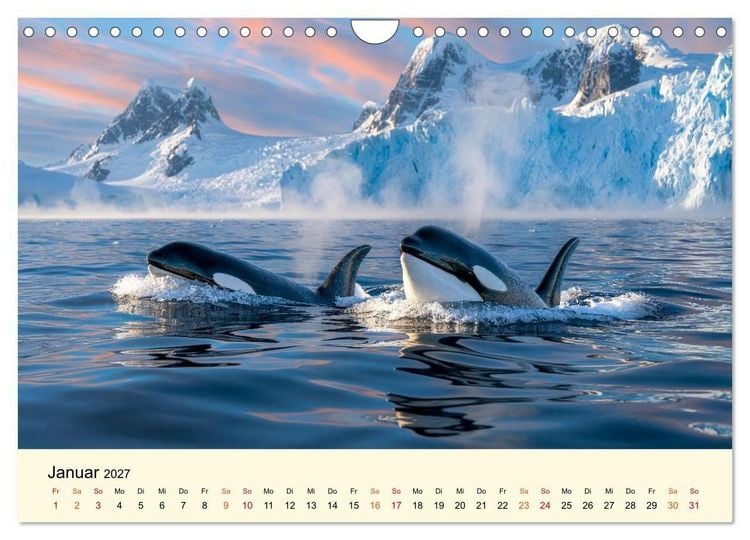 Produktbild: Orcas - Wilde Eleganz des Meeres (Wandkalender 2027 DIN A4 quer), CALVENDO Monatskalender