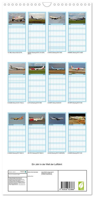 Produktbild: Familienplaner 2027 - Ein Jahr in der Welt der Luftfahrt mit 5 Spalten (Wandkalender, 21 x 45 cm) CALVENDO
